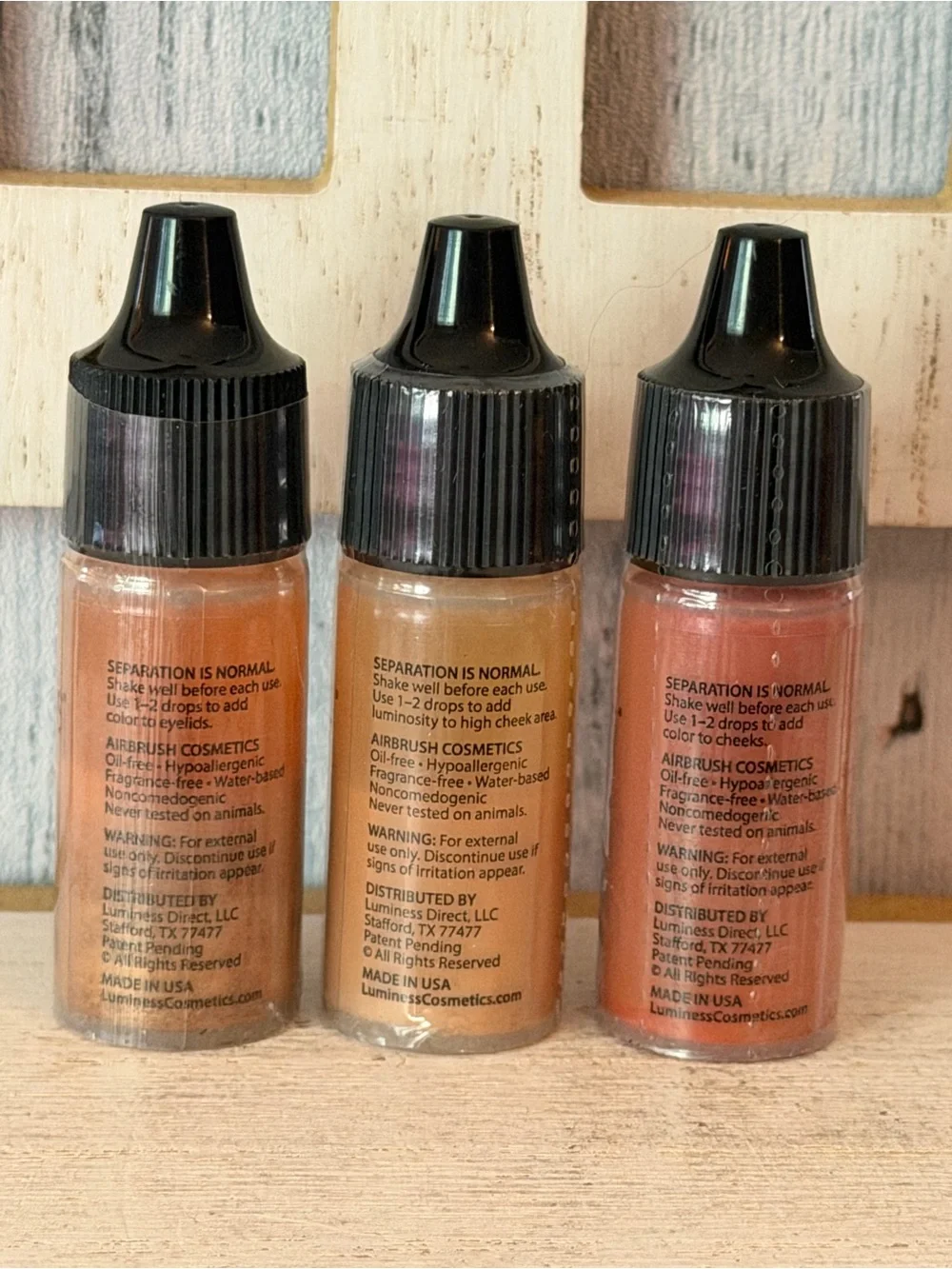 Luminess Airbrush Cosmetics Bronzer Eyeshadow, Love, Blush - New, Sealed Set X3